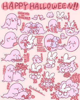 absorption_vore ambiguous_gender ambiguous_penetration anthro assimilation blush bodily_fluids bound chibi cum erection eyes_closed female forced front_view fucked_silly genital_fluids genitals group handjob heart_symbol holiday_message holidays looking_at_viewer male male/female male/male masturbation nude onomatopoeia open_mouth oral penetration penile penile_masturbation penis plantigrade rape sex simple_background smile sound_effects spiral spiral_eyes tapering_penis text transformation vaginal vaginal_penetration vore vulva obakedazo halloween ghost lagomorph leporid mammal mouse murid murine rabbit rodent spirit 2016 english_text hi_res japanese_text restricted_palette translated