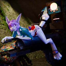 anthro cybernetic_arm cybernetic_eye cybernetic_leg cybernetic_limb cybernetics cyberpunk female hair long_ears looking_at_viewer machine night short_hair solo tail mokson hare lagomorph leporid mammal rabbit 1:1 2026 3d_(artwork) absurd_res blender_(artwork) digital_media_(artwork) hi_res huge_filesize