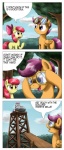 2013 absurd_res amber_eyes apple_bloom_(mlp) cloud comic cutie_mark_crusaders_(mlp) dialogue earth_pony english_text equid equine eyewear feathered_wings feathers female feral friendship_is_magic fur goggles green_eyes group hair hasbro hi_res horn horse mammal my_little_pony mythological_creature mythological_equine mythology orange_body orange_feathers orange_fur otakuap outside pegasus pink_hair plant pony purple_eyes purple_hair red_hair scootaloo_(mlp) sky sweetie_belle_(mlp) text tree unicorn white_body white_fur wings wood yellow_body yellow_fur young young_feral