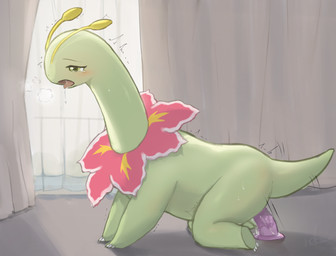 3_toes antennae_(anatomy) blush bodily_fluids breath curtains dildo dildo_in_vagina dildo_insertion dildo_sitting drooling feet female female_penetrated feral fixed_dildo fixed_toy flower genital_fluids green_body inside kneeling long_neck looking_pleasured masturbation monotone_body motion_lines narrowed_eyes nude open_mouth panting penetration plant quadruped saliva saliva_on_tongue saliva_string sex_toy sex_toy_in_vagina sex_toy_insertion side_view solo sweat tail tears tears_of_pleasure thrust_lines toes tongue tongue_out tremble_spikes trembling_for_pleasure vaginal vaginal_fluids vaginal_fluids_on_dildo vaginal_penetration yellow_eyes reka730 nintendo pokemon dinosaur elemental_creature flora_fauna generation_2_pokemon meganium pokemon_(species) prehistoric_species reptile saurischian sauropod sauropodomorph scalie 2025 digital_media_(artwork) hi_res signature