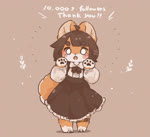 ahoge alternative_fashion anthro barefoot biped black_nose blinking blush blush_stickers bow_(feature) bow_accessory brown_background brown_claws brown_clothing brown_dress brown_hair brown_pawpads chibi circle_eyebrows claws clothed clothing clothing_bow countershade_face countershade_fur countershade_tail countershading curled_tail cute_fangs dress emanata empty_eyes eyebrows fangs feet female finger_claws fluffy fluffy_tail front_view fully_clothed fur gloves_(marking) goth gothic_lolita hair happy hindpaw j-fashion kemono leg_markings legband lolita_(fashion) looking_at_viewer markings milestone monotone_hair multicolored_body multicolored_fur multicolored_tail open_mouth orange_body orange_ears orange_fur orange_tail pawpads paws shirt short_hair simple_background socks_(marking) solo standing tail tail_motion tailwag tan_inner_ear teeth text toe_claws topwear two_tone_body two_tone_fur two_tone_tail white_body white_clothing white_countershading white_eyes white_fur white_shirt white_tail white_topwear young young_anthro young_female torakuro_kumezu canid canine canis domestic_dog mammal shiba_inu spitz 2d_animation animated colored digital_media_(artwork) english_text frame_by_frame full-length_portrait loop no_sound portrait seamless_loop short_playtime webm