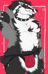 anthro bulge clothing detailed_bulge fur jockstrap male smile solo standing teeth underwear isaacyote_(artist) nintendo pokemon generation_8_pokemon obstagoon pokemon_(species) absurd_res digital_drawing_(artwork) digital_media_(artwork) hi_res