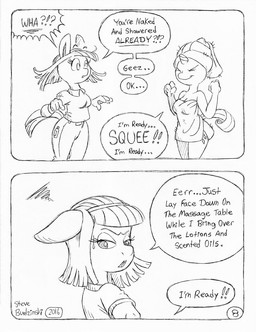 anthro clothed clothed_anthro clothed_female clothing cutie_mark dialogue duo eyelashes female fully_clothed fully_clothed_anthro fully_clothed_female horn partially_clothed_anthro partially_clothed_female spa speech_bubble tail text towel unicorn_horn circe_(artist) friendship_is_magic hasbro my_little_pony mythology rarity_(mlp) solon suri_polomare_(mlp) earth_pony equid equine horse mammal mythological_creature mythological_equine pony unicorn comic english_text monochrome