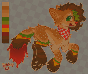 ambiguous_gender burger checkered checkered_background feral food fur pattern_background simple_background smile solo tan_body tan_fur tongue tongue_out m1ss1ngtexture canid canine canis domestic_dog food_creature mammal 2025 full-length_portrait hi_res portrait