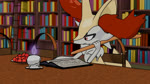 ambiguous_gender anthro berry book casting_spell chair duo eating eating_food fire floating_objects food fruit furniture ladder levitation library magic plant reading reading_book studying table aquinas_audax blender_cycles blender_eevee nintendo pokemon braixen generation_5_pokemon generation_6_pokemon litwick pokemon_(species) 16:9 2025 3d_(artwork) 3d_animation 4k absurd_res animated blender_(artwork) digital_media_(artwork) hi_res loop no_sound short_playtime webm widescreen