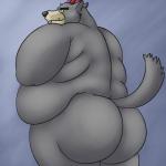 anthro butt fur grey_body grey_fur male nude overweight overweight_anthro overweight_male raised_tail sheriff solo tail thevillager disney robin_hood_(disney) sheriff_of_nottingham canid canine canis mammal wolf 1:1