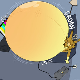 air_inflation belly belly_blush belly_expansion big_belly blush body_blush close_to_bursting cracking creaking dialogue electronics expansion groan hose hose_in_butt hose_inflation huge_belly hyper hyper_belly implied_popping inflation lamp male motion_lines onomatopoeia sound_effects television text yellow_body yellow_text xxwolf_buttxx nick_(nowayhose_aye) lagomorph leporid mammal rabbit 1:1 2025 absurd_res english_text hi_res
