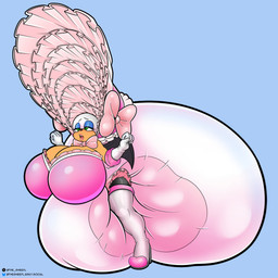 anthro bat_wings big_breasts big_diaper bimbofication blue_eyelids blush bonnet bow_ribbon breasts cleavage clothed clothing diaper female gloves handwear headgear headwear huge_breasts huge_diaper hyper hyper_breasts hyper_diaper intelligence_loss latex latex_clothing latex_diaper latex_gloves latex_handwear latex_legwear latex_stockings legwear looking_pleasured membrane_(anatomy) membranous_wings raised_arms solo stockings wings the_sheepl sega sonic_the_hedgehog_(series) rouge_the_bat bat mammal 1:1 hi_res