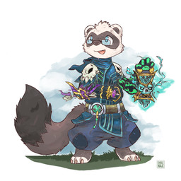 anthro chibi clothing eyewear glasses male necromancy robe solo text charlie_nax runescape cooper_mordaut domestic_ferret mammal mustelid musteline true_musteline weasel 1:1 english_text hi_res