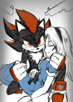 angry black_body black_fur blonde_hair blood bodily_fluids carrying_another clenched_teeth clothed clothing duo dying female fur hair holding_another male male/female red_eyes teeth weapon wounded young young_female darkfang100 archie_comics sega sonic_adventure sonic_the_hedgehog_(archie) sonic_the_hedgehog_(comics) sonic_the_hedgehog_(series) maria_robotnik shadow_the_hedgehog eulipotyphlan hedgehog human mammal hi_res sketch