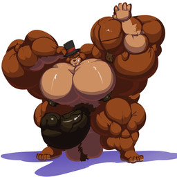 anthro areola armpit_hair balls barazoku barefoot biceps big_areola big_balls big_moobs big_muscles big_nipples big_penis black_nose blue_eyes body_hair brown_body brown_fur clothing erection feet fur genitals hairy_balls hat headgear headwear huge_areola huge_balls huge_moobs huge_muscles huge_nipples huge_penis hyper hyper_areola hyper_balls hyper_genitalia hyper_moobs hyper_muscles hyper_nipples looking_at_viewer male moobs muscular muscular_anthro muscular_male nipples nude pecs penis pose pubes raised_arm round_ears shadow simple_background smile solo standing teeth thick_penis thick_thighs top_hat triceps vein veiny_penis white_background bobert five_nights_at_freddy's scottgames freddy_(fnaf) bear mammal 1:1 2021 absurd_res hi_res