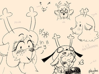 anthro antlers black_and_orange blush cartoon_freckles clothing dialogue eyelashes female freckled_face freckles gir_hoodie heart_symbol horn long_eyelashes simple_background snowflake solo playdoe antonymph deltarune invader_zim nickelodeon undertale_(series) gir_(invader_zim) noelle_holiday deer mammal new_world_deer reindeer 4:3 monochrome sketch