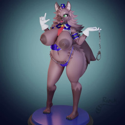 anthro areola big_breasts biped breasts brown_areola brown_nipples camel_toe clothing cuff_(restraint) exposed_breasts female fluffy fluffy_tail handcuffs happy looking_at_viewer metal_cuffs nipples nude open_mouth police police_uniform pose restraints solo tail uniform wide_hips riockso3 sususuigi riockso3_(modeler) keisatsu_dog_(sususuigi) canid canine canis domestic_dog mammal 1:1 3d_(artwork) 3d_model_showcase animated blender_(artwork) detailed digital_media_(artwork) no_sound short_playtime turntable_(animation) video