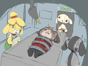 acoustic_guitar anthro bodily_fluids body_horror clothed clothing creepy female fraternal_twins fur group guitar imminent_transformation male musical_instrument nightmare_fuel open_mouth plucked_string_instrument smile string_instrument sweat teeth text white_body white_fur yellow_body yellow_fur boke_(artist) animal_crossing nintendo nintendo_switch digby_(animal_crossing) isabelle_(animal_crossing) k.k._slider switch_dog animate_inanimate canid canine canis domestic_dog mammal shih_tzu toy_dog 2018 japanese_text translated brother_(lore) brother_and_sister_(lore) sibling_(lore) sister_(lore) twins_(lore)