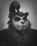 anthro jewelry male necklace simple_background solo shadoca blizzard_entertainment warcraft bear mammal pandaren hi_res monochrome