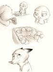 2017 absurd_res ambiguous_gender anthro baby canid canine clothed clothing comic dipstick_ears disney female fox fur greyscale group hi_res judy_hopps lagomorph leporid male mammal monochrome multicolored_ears nick_wilde rabbit red_fox simple_background smile sprinkah text true_fox white_background young young_anthro zootopia
