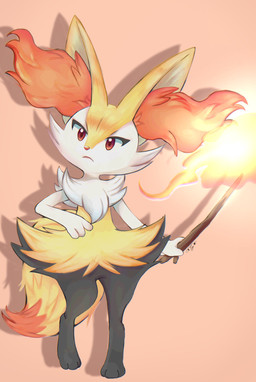 ambiguous_anthro ambiguous_gender anthro biped closed_frown digitigrade dipstick_tail drop_shadow elemental_manipulation fire fire_manipulation flat_chested fluffy fluffy_tail front_view frown head_tilt holding_object holding_stick markings mouth_closed on_one_leg simple_background solo standing stick tail tail_markings krystalstar70 nintendo pokemon braixen canid generation_6_pokemon mammal pokemon_(species) 2022 absurd_res digital_drawing_(artwork) digital_media_(artwork) english_description full-length_portrait hi_res portrait signature