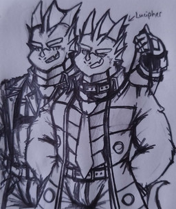 anthro belt black_body bodily_fluids bulge claws clothing collar dorsal_fin dorsal_frill ear_fins fin frill_(anatomy) gesture grey_body horn hypnosis jacket leash leather leather_clothing leather_jacket leather_topwear male mind_control multicolored_body necktie pose red_eyes ringed_eyes salute spines sweat topwear wings blakewilder mythology negadrake dragon mythological_creature mythological_scalie scalie 2024 hi_res