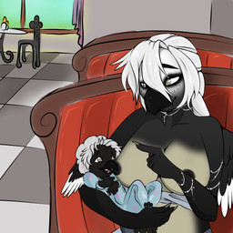 anthro big_breasts breastfeeding breasts clothed clothing diner duo exposed_breasts female hair jewelry milk motherly necklace neonate nipples non-mammal_breasts non-mammal_nipples onesie public public_breastfeeding public_nudity restaurant topless white_hair young young_anthro hirothedragon rift_seekers_saga paivi_selanne_venalainen paivio_selanne avian bird corvid corvus_(genus) crow oscine passerine 1:1 absurd_res hi_res daughter_(lore) mother_(lore) mother_and_child_(lore) mother_and_daughter_(lore) parent_(lore) parent_and_child_(lore) parent_and_daughter_(lore)