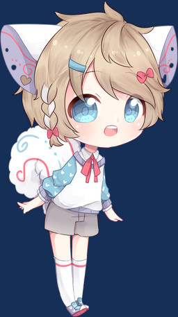 accessory blue_eyes bottomwear bow_ribbon braided_hair clothing female female_humanoid footwear hair hair_accessory hair_bow hair_ribbon looking_at_viewer open_mouth ribbons shirt shoes shorts socks solo tail topwear yumemin animal_humanoid humanoid mammal mammal_humanoid alpha_channel