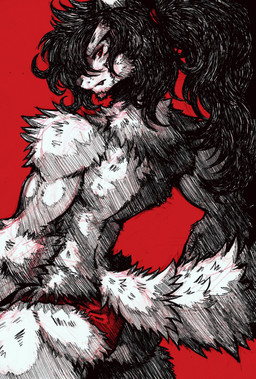 accessory anthro arm_tuft asian_clothing biped black_body black_fur black_fur_markings black_hair black_nose blush clothed clothing curly_hair dipstick_ears ear_markings ear_tuft east_asian_clothing elbow_tuft facial_hair facial_tuft fluffy fluffy_body fluffy_tail fundoshi fundoshi_only fur goatee grey_body grey_fur grey_hair hair hair_accessory ink japanese_clothing leg_tuft long_hair long_tail looking_down male male_anthro multicolored_body multicolored_ears multicolored_fur multicolored_hair neck_tuft partially_clothed red_background red_clothing red_eyes simple_background solo standing tail text topless tuft underwear underwear_only waist_tuft white_body white_fur jwbash roku_(jwbash) lemur mammal primate ring-tailed_lemur strepsirrhine absurd_res english_text hatching_(art) hi_res shaded sketch