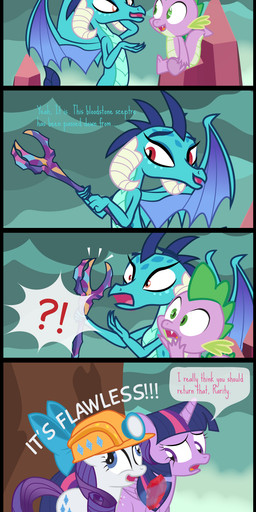 bloodstone_scepter blue_body blue_scales feathered_wings feathers female gem group horn interrobang male membrane_(anatomy) membranous_wings purple_body purple_feathers scales speech_bubble text wings dm29 friendship_is_magic hasbro my_little_pony mythology princess_ember_(mlp) rarity_(mlp) spike_(mlp) twilight_sparkle_(mlp) dragon equid equine mammal mythological_creature mythological_equine mythological_scalie scalie unicorn winged_unicorn 2016 comic english_text hi_res
