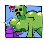 areola big_breasts big_butt bodily_fluids breasts butt duo exclamation_point female green_areola green_body green_milk green_nipples heart_pupils huge_butt lactating nipple_dip nipples not_furry nude nude_female onomatopoeia question_mark sound_effects text squeezysquisher microsoft minecraft mojang xbox_game_studios creeper_(minecraft) 1:1 2025 digital_media_(artwork) hi_res
