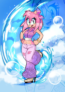 accessory alternate_costume anthro anthrofied bandeau biped black_nose blowup_background bottomwear bow_ribbon bracelet clothed clothed_anthro clothed_female clothing denim denim_bottomwear denim_clothing eye_through_hair eyelashes female female_anthro footwear fully_clothed fully_clothed_anthro fully_clothed_female glistening glistening_eyes green_eyes hair hair_accessory hair_bow hair_ribbon hands_on_hips hands_on_own_hips high_heels iris jacket jeans jewelry legs_together looking_at_viewer midriff navel on_one_leg open_mouth open_smile pants pink_hair pupils quill_hair redesign ribbons shoes short_tail simple_background small_nose smile smiling_at_viewer solo standing stiletto_heels tail text tongue topwear translucent translucent_hair wristband zoom_layer jamoart sega sonic_the_hedgehog_(series) amy_rose eulipotyphlan hedgehog mammal 2025 absurd_res artist_name full-length_portrait hi_res portrait