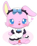 anthro blue_eyes blue_ribbon blush camel_toe clothed clothing clothing_lift dress dress_lift female fur heart_symbol maid_headdress maid_uniform panchira pink_body pink_fur presenting semi-anthro simple_background solo uniform white_background azuo jewelpet sanrio sega sega_fave luna_(jewelpet) lagomorph leporid mammal rabbit 2023 absurd_res hi_res