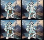 anthro biped claws digitigrade hindpaw male male_anthro nude paws solo toe_claws tribal sunitai canid canine canis mammal wolf hi_res