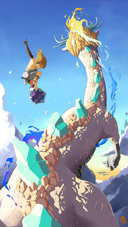 ambiguous_gender back_spikes blonde_hair blue_sky clothed clothed_humanoid clothed_male clothing cloud detailed_background duo feral flying hair horn larger_feral male outside outstretched_arm scales shield shield_surfing size_difference sky smaller_humanoid spikes spikes_(anatomy) white_body white_scales autogiraffe mythology nintendo tears_of_the_kingdom the_legend_of_zelda light_dragon_(totk) link dragon eastern_dragon humanoid hylian mythological_creature mythological_scalie scalie 2023 detailed hi_res
