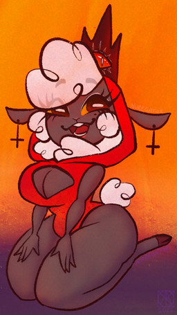 anthro big_breasts breasts cleavage_cutout cross crown cutout ear_piercing female fur grey_body hand_on_self hands_on_legs hands_on_thighs headgear humanoid_hands inverted_cross kneeling looking_at_viewer piercing smile smiling_at_viewer solo thick_thighs white_body white_fur nuregator cult_of_the_lamb massive_monster_(studio) lamb_(cult_of_the_lamb) bovid caprine mammal sheep 2022 digital_drawing_(artwork) digital_media_(artwork) hi_res