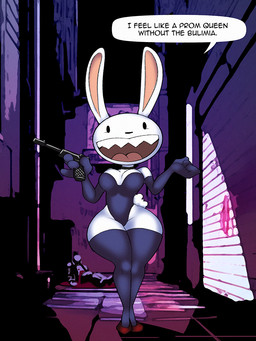 4_fingers alley anthro armwear black_armwear black_clothing black_elbow_gloves black_eyes black_gloves black_handwear black_legwear black_leotard black_thigh_highs blood blood_puddle bodily_fluids breasts clothing corpse crossgender dialogue dot_eyes duo elbow_gloves female fingers footwear fur gloves gun handgun handwear high_heels holding_gun holding_handgun holding_object holding_pistol holding_ranged_weapon holding_weapon legwear leotard looking_at_viewer medium_breasts mtf_crossgender open_mouth pistol pumps ranged_weapon red_clothing red_footwear red_high_heels sharp_teeth shoes simple_eyes solo_focus standing talking_to_viewer teeth thick_thighs thigh_highs weapon white_body white_fur wide_hips dracojeff sam_and_max max_(sam_and_max) human lagomorph leporid mammal rabbit 2022 3:4