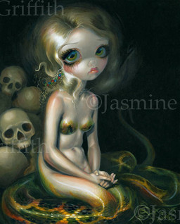 apode black_background blonde_hair bone bra_(anatomy) breasts casual_nudity clothed clothing eyebrows eyelashes female hair legless lips navel nude scaled_breasts serpentine simple_background sitting skull solo split_form tail thick_lips thin_eyebrows jasmine_becket-griffith european_mythology greek_mythology mythology draconcopode humanoid lamia reptile scalie snake 2012 acrylic_painting_(artwork) dated distracting_watermark painting_(artwork) traditional_media_(artwork) traditional_painting_(artwork) watermark
