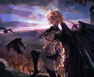 beckoning bikini bikini_top black_body black_feathers blonde_hair bottomwear breasts butt butt_cleavage cinndvl clothing fangs feathers female gesture hair hip_fins hotpants raven_wings shorts small_breasts solo swimwear talon_hands teeth thong two-piece_swimsuit underwear wings re:zero capella_emerada_lugunica changeling_(lorewise) human humanoid mammal hi_res