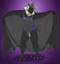 anthro areola claws clothed clothing ear_piercing eyes_closed fur hair lips male membrane_(anatomy) membranous_wings nipples open_mouth piercing pubes simple_background smile solo swimwear teeth vein white_hair wings bludermaus bludermaus_(character) bat leaf-nosed_bat mammal microbat vampire vampire_bat yangochiropteran 2017 digital_media_(artwork) hi_res
