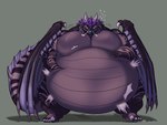 4_toes 5_fingers anthro belly belly_expansion belly_inflation belly_overhang big_belly big_muscles black_sclera blue_tongue bubble claws dickerdino expansion feet fingers hand_on_belly horn huge_belly hyper hyper_belly inflation male markings moobs musclegut muscular muscular_anthro muscular_male pecs purple_horn purple_wings scales shadow simple_background solo standing striped_markings striped_tail stripes tail tail_markings teeth toes tongue tongue_out ventral_scales wings zenoxdeper mythology ixen dragon mythological_creature mythological_scalie scalie absurd_res hi_res