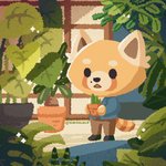 animated_sparkles anthro blinking flickering_sparkles male markings mole_(marking) plant plant_pot potted_plant solo sparkles standing aircrackle aggretsuko sanrio resasuke ailurid mammal red_panda 1:1 2020 animated short_playtime