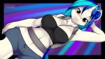 16:9 2014 anthro anthrofied bedroom_eyes big_breasts blue_hair breasts clothing cutie_mark digital_media_(artwork) electronics equid equine female fingers friendship_is_magic fur hair half-closed_eyes hand_in_hair hasbro headphones hi_res horn kloudmutt looking_at_viewer mammal multicolored_hair my_little_pony mythological_creature mythological_equine mythology narrowed_eyes portrait red_eyes seductive smile solo standing three-quarter_portrait touching_hair two_tone_hair unicorn vinyl_scratch_(mlp) white_body white_fur widescreen