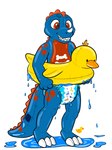 anthro clean_diaper clothed clothing diaper happy inflatable inflatable_toy male pattern_diaper pool_toy puddle smile solo standing swim_ring toothy_grin water wearing_diaper wet duckydalmatian leslie_(experiment626) anatid animate_inanimate anseriform avian bird dinosaur duck living_inflatable prehistoric_species reptile scalie theropod tyrannosaurid tyrannosauroid tyrannosaurus tyrannosaurus_rex hi_res