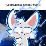 :3 ambiguous_gender anthro black_nose blush caption cheek_tuft chest_tuft closed_smile electricity emoticon empty_eyes facial_tuft front_view fur lightning mouth_closed smile solo text tuft white_body white_eyes white_fur nomi-yaki boy_kisser_(meme) low_tier_god silly_cat_(mauzymice) domestic_cat felid feline felis mammal 2023 absurd_res bust_portrait cel_shading digital_media_(artwork) english_text hi_res meme portrait reaction_image shaded signature