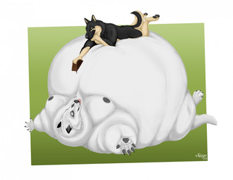 anthro belly belly_expansion big_belly big_butt butt duo expansion feederism feeding feeding_partner food food_fetish huge_belly hyper hyper_belly male male/male morbidly_obese morbidly_obese_male obese obese_male overweight overweight_male shepherd weight_difference weight_gain kolejarz245 oleg_(kolejarz245) sebek canid canine canis domestic_dog german_shepherd herding_dog mammal pastoral_dog hi_res