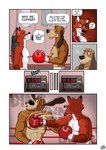 anthro anthrofied blood bloodhound blush bodily_fluids boxing boxing_gloves brown_body candid canid canine canis cheek_tuft clothing comic copper_(tfath) dialogue disney domestic_dog english_text face_punch facial_tuft fight fighting_ring floppy_ears fox gym handwear head_tuft hi_res hunter-husky hunting_dog male male/male mammal mouthguard muscular muscular_male nipples nosebleed punch punching_bag red_body red_fox saliva scent_hound sport sweat text the_fox_and_the_hound timer tod_(tfath) true_fox tuft whiskers
