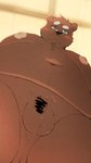 anthro balls belly big_belly blue_eyes blush brown_body flaccid genitals kemono male moobs navel nipples obese obese_male overweight overweight_male penis solo menmen_kesinn bear mammal 2022 9:16 censored hi_res