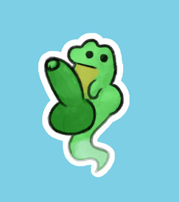 balls beady_eyes big_balls big_butt big_penis blank_expression blue_background butt countershade_torso countershading darkened_genitalia darkened_penis erection feral foreskin genitals glans green_body huge_balls huge_penis humanoid_genitalia humanoid_penis looking_at_viewer male outline penis quadruped simple_background small_but_hung solo white_outline pincoosh earthbound_(series) nintendo save_frog amphibian frog ghost spirit