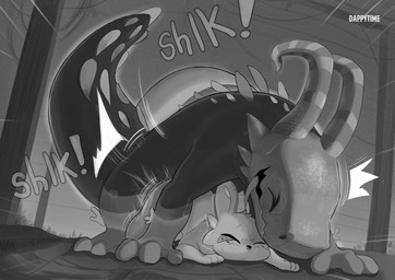 ambiguous_gender ambiguous_penetration ass_up big_eyes digitigrade duo emanata eyes_closed feral from_behind_position front_view half-closed_eyes larger_feral larger_male looking_at_another male male/ambiguous narrowed_eyes on_top_of_another onomatopoeia outside penetration plant quadruped raised_tail sex simple_background size_difference smaller_ambiguous smaller_feral smaller_penetrated sound_effects tail text thick_tail tongue tongue_out tree dappytime rain_world videocult lizard_(rain_world) slugcat absurd_res black_and_white hi_res monochrome portrait signature three-quarter_portrait