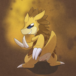 anthro anus butt butt_focus claws female feral finger_claws genitals long_claws looking_at_viewer looking_back looking_back_at_viewer multicolored_body solo spikes spikes_(anatomy) tail toothy_smile two_tone_body vulva yellow_body argon_vile nintendo pokemon generation_1_pokemon mammal pokemon_(species) sandslash 1:1 hi_res