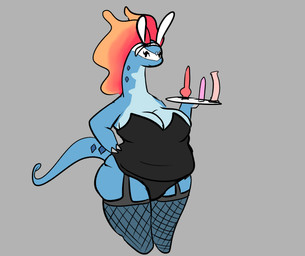 anthro big_breasts big_butt breasts bunny_costume butt clothed clothing costume curvy_figure dildo fake_ears fake_rabbit_ears female fishnet_clothing huge_breasts huge_butt huge_thighs legwear looking_at_viewer overweight overweight_anthro overweight_female pokemorph sex_toy simple_background slightly_chubby smile solo stockings stripper thick_thighs thigh_highs toy_selection tray voluptuous waiter wide_hips goopyarts nintendo pokemon afifa_(goopyarts) aurorus fossil_pokemon generation_6_pokemon pokemon_(species) absurd_res hi_res