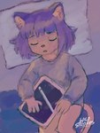 anthro apple_pencil artist bed bottomless bottomless_anthro clothed clothing eyes_closed female furniture handpaw night partially_clothed paws pillow sleeping solo tablet_computer tail tired wild_strokes apple_inc. ipad domestic_cat felid feline felis mammal 3:4 hi_res