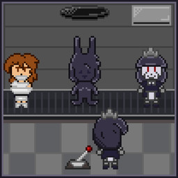 anthro assimilation black_body blonde_hair brown_hair clothing conveyor_belt drone dronification female female/female group hair identity_death industrial latex latex_clothing machine maid_uniform mass_transformation metallic_body transformation twinning uniform white_body milkybun29 milky_rivas humanoid lagomorph leporid mammal rabbit robot 1:1 animated digital_media_(artwork) low_res pixel_(artwork)